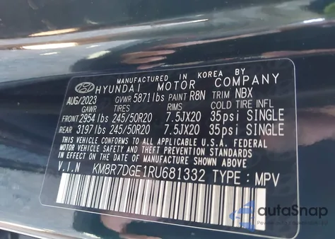 2024 Hyundai Palisade Calligraphy from USA, damaged, VIN KM8R7DGE1RU681332
